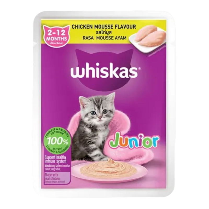 Whiskas Junior Cat Food Chicken Mousse Flavour