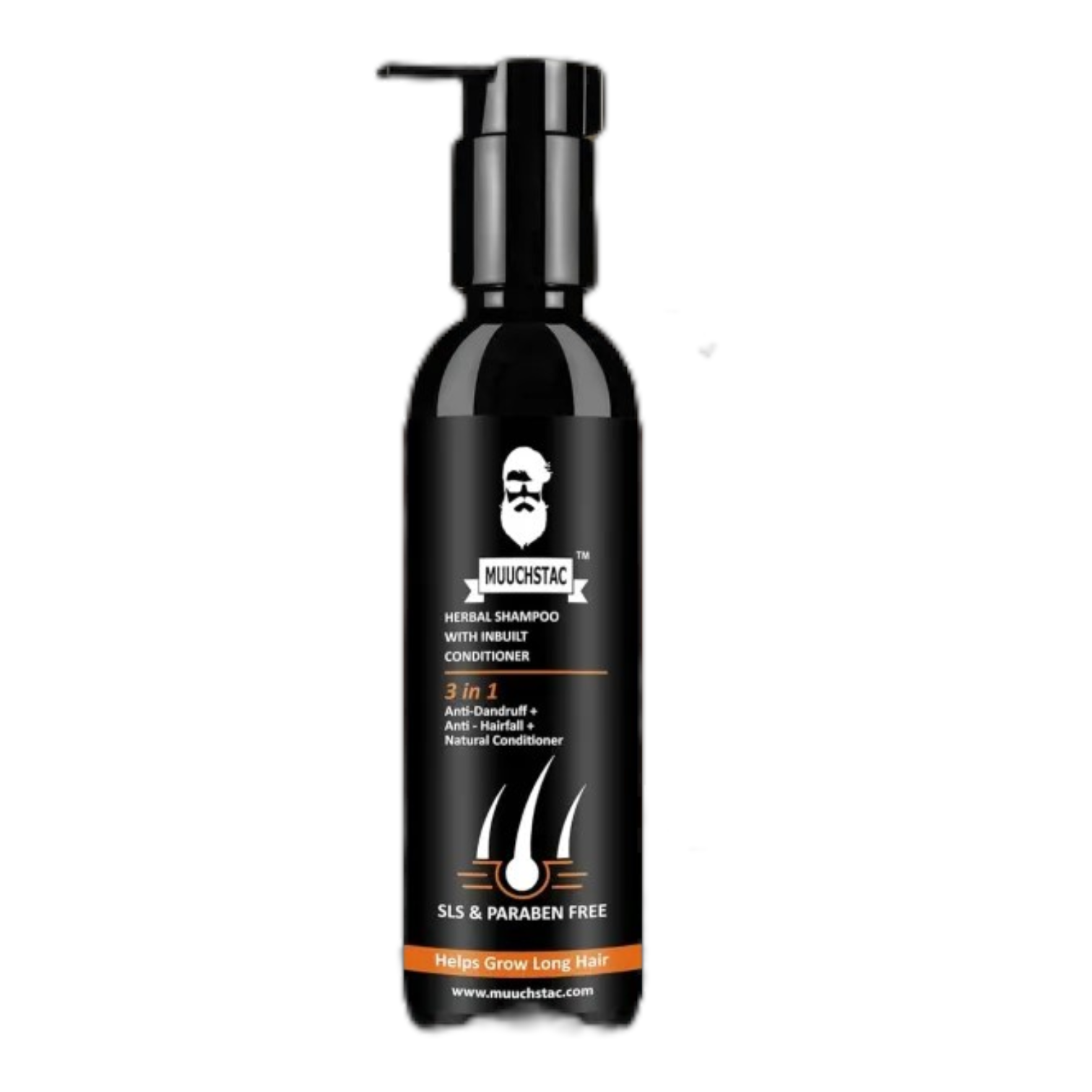 Muuchstac Herbal Shampoo with With Inbuilt Natural Conditioner For Men – 182ml | 3-in-1 Anti-Dandruff, Anti-Hairfall & Natural Conditioner | Muuchstac Shampoo, Men Shampoo