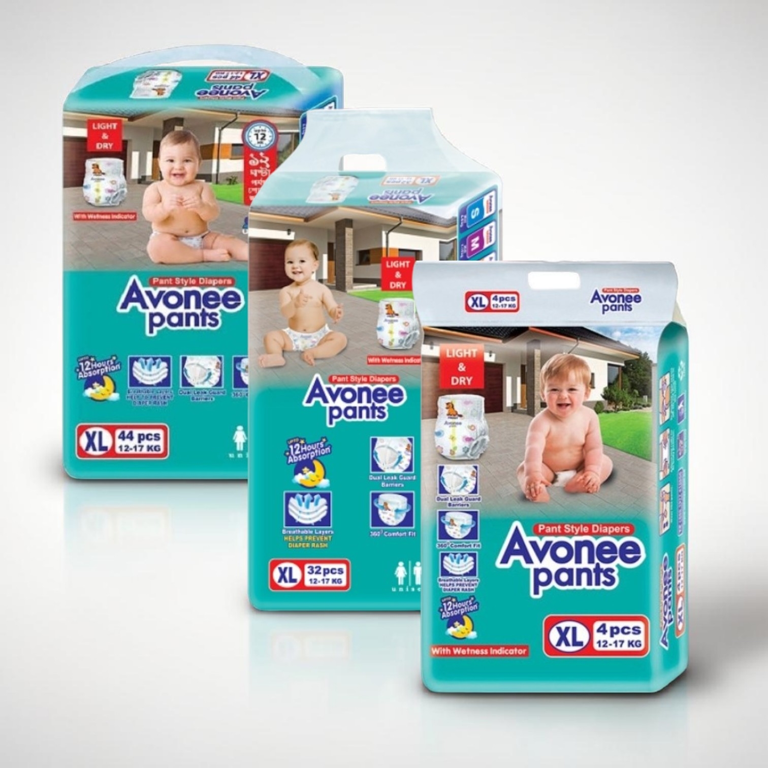 Avonee Pants System Baby Daiper (XL Size) (12-17KG)