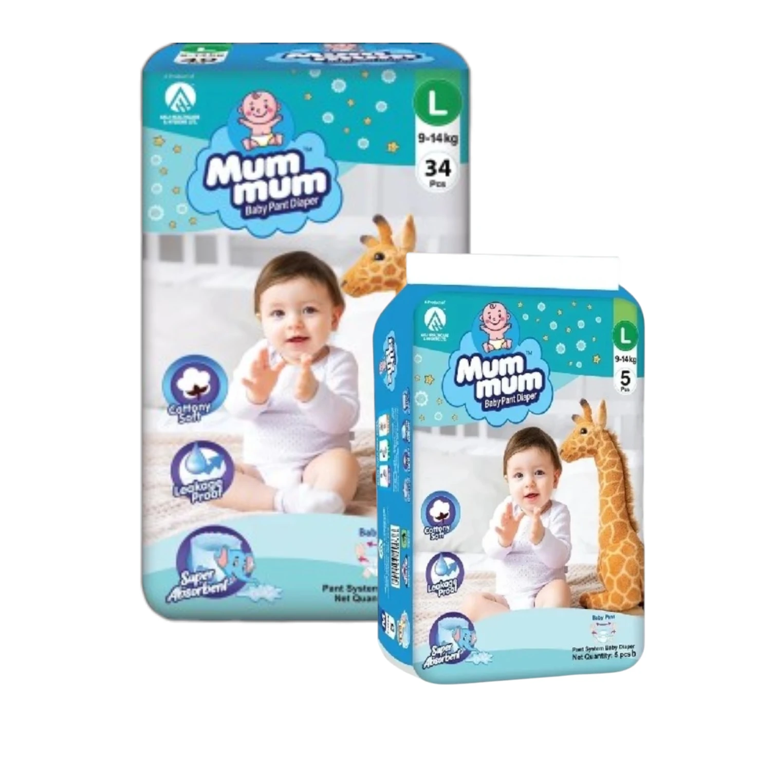 Mum Mum Baby Diaper (L -Size) (9-14kg)