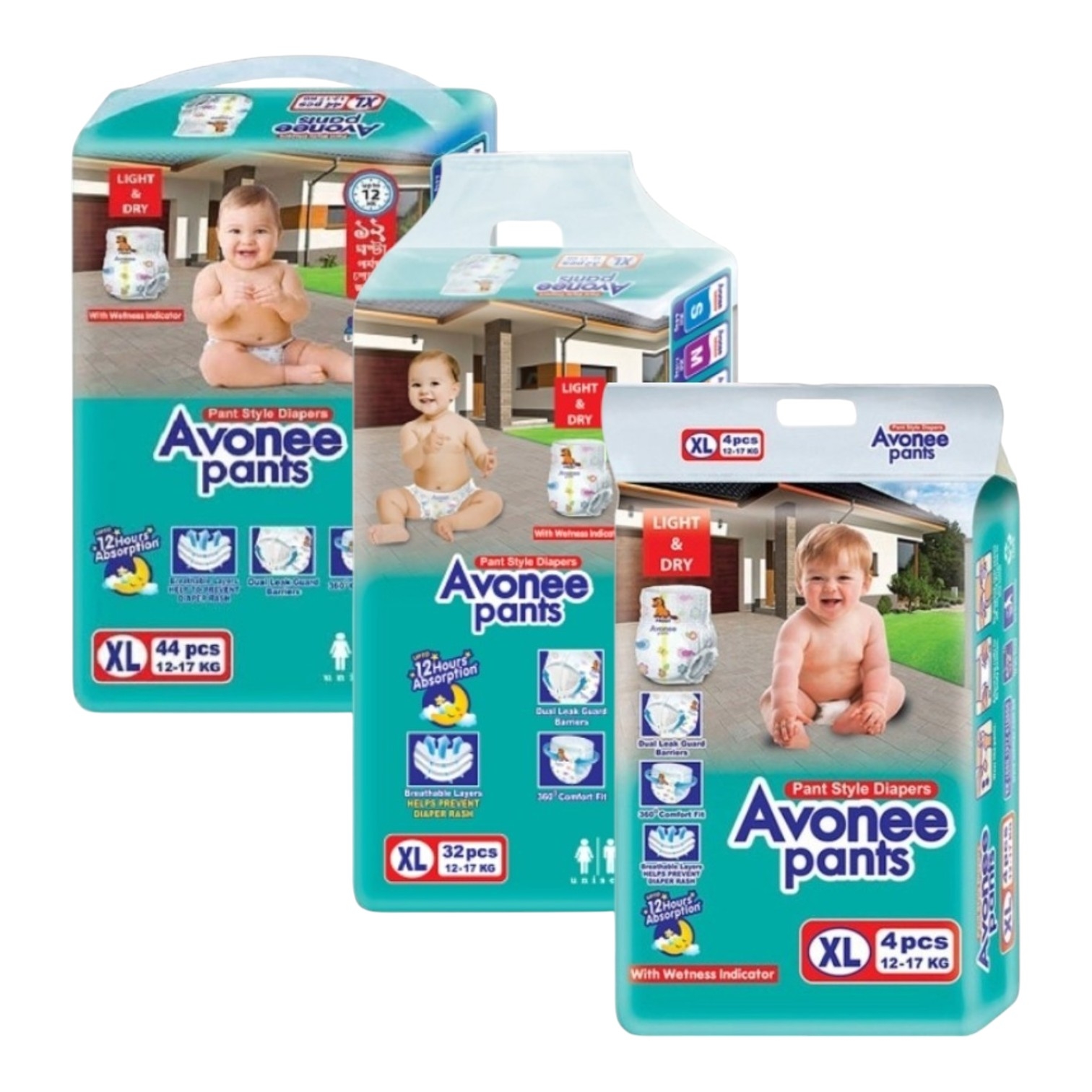 Avonee Pants System Baby Daiper (XL Size) (12-17KG)