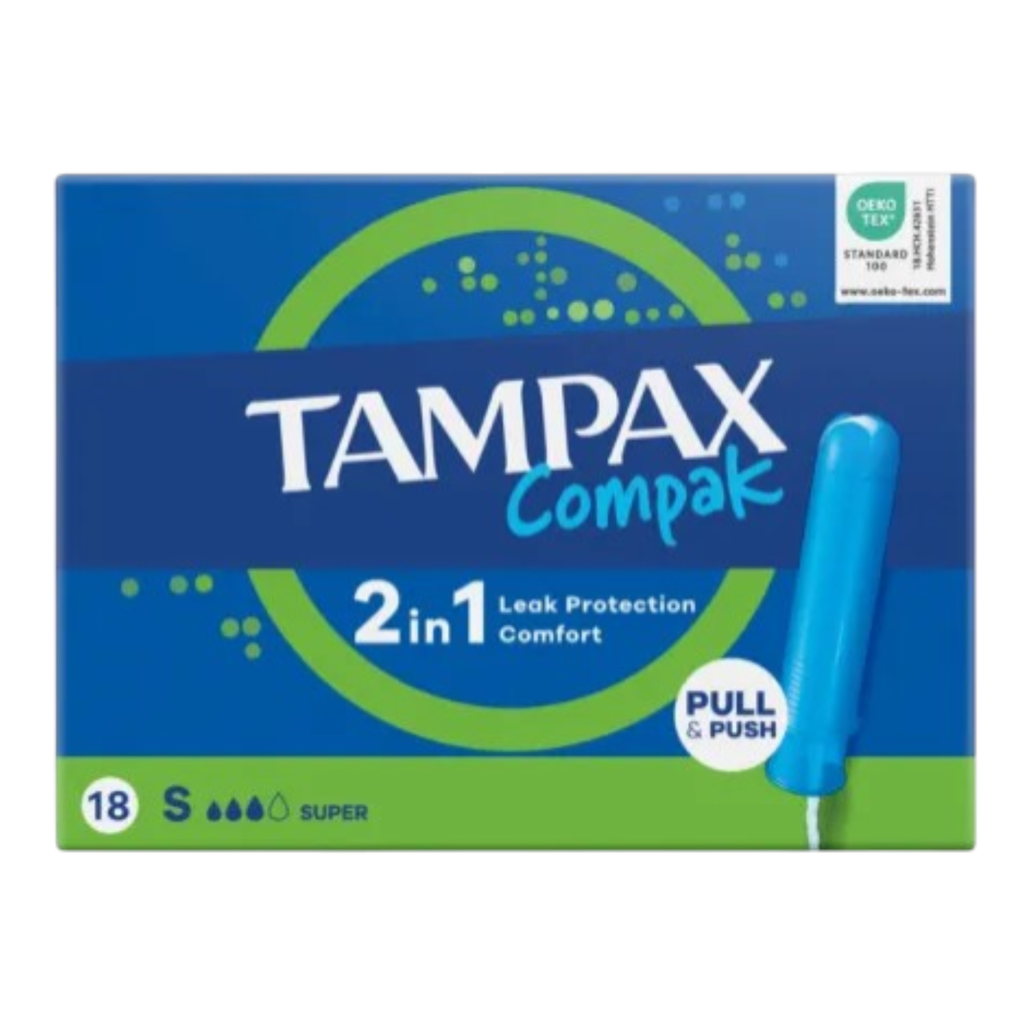 Tampax Compak 2in1 Leak Protection Comfort Pull & Push Super Tampons
